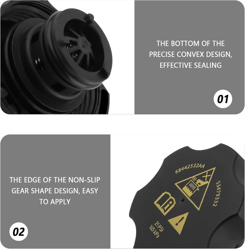 Stacool Car Radiator Cap Replacement OEM#68442532aa,53479332,Coolant Reservoir Cap Compatible with Chrysler Dodge Jeep Ram,Standard Car Accessories Radiator Cover Easy to Mounting - Image 3